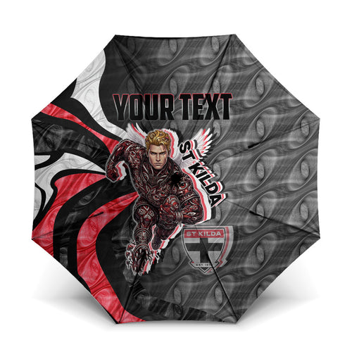 Personalised St Kilda Saints Umbrella Trippy Psychedelic Abstract Art Mascot Football Fans