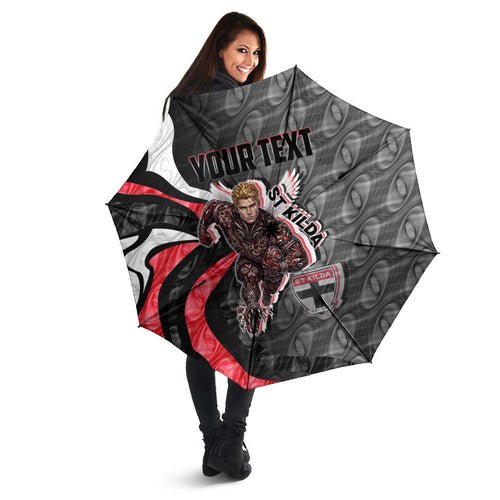 Personalised St Kilda Saints Umbrella Trippy Psychedelic Abstract Art Mascot Football Fans