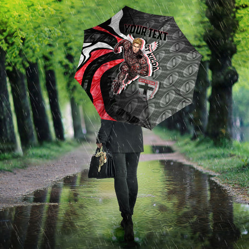 Personalised St Kilda Saints Umbrella Trippy Psychedelic Abstract Art Mascot Football Fans