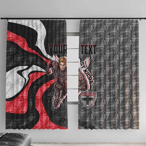 Personalised St Kilda Saints Window Curtain Trippy Psychedelic Abstract Art Mascot Football Fans