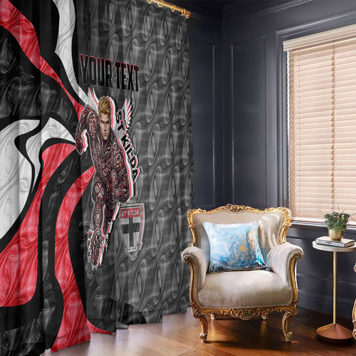 Personalised St Kilda Saints Window Curtain Trippy Psychedelic Abstract Art Mascot Football Fans