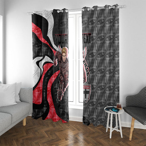 Personalised St Kilda Saints Window Curtain Trippy Psychedelic Abstract Art Mascot Football Fans
