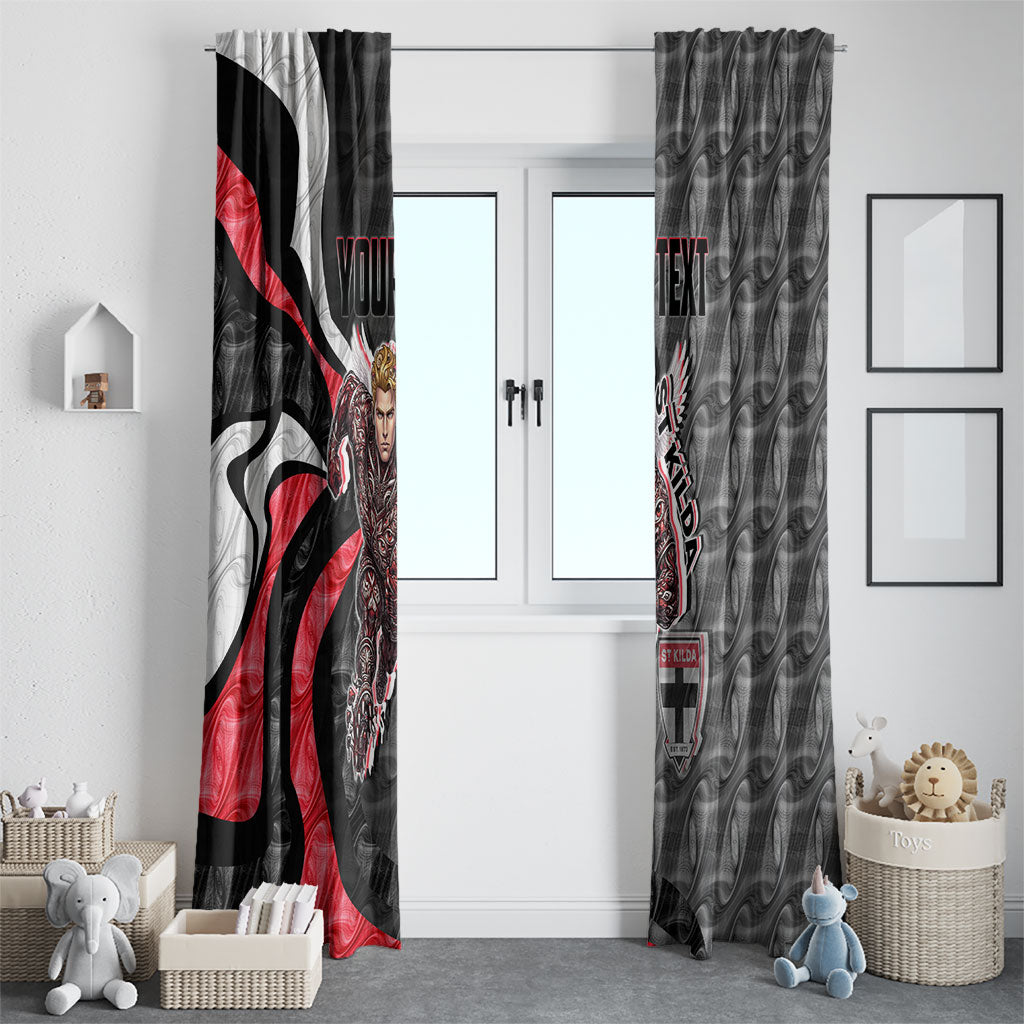 Personalised St Kilda Saints Window Curtain Trippy Psychedelic Abstract Art Mascot Football Fans