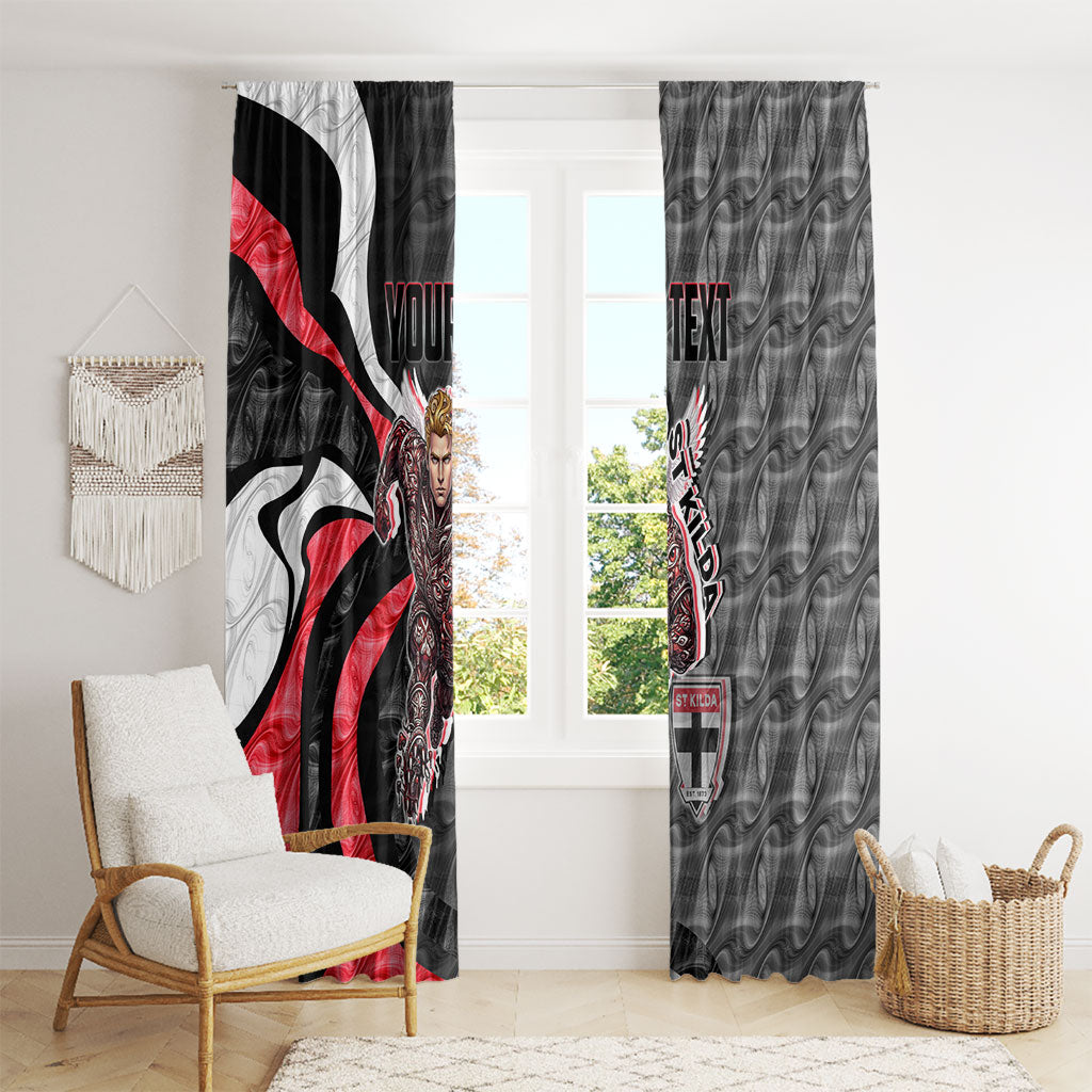 Personalised St Kilda Saints Window Curtain Trippy Psychedelic Abstract Art Mascot Football Fans