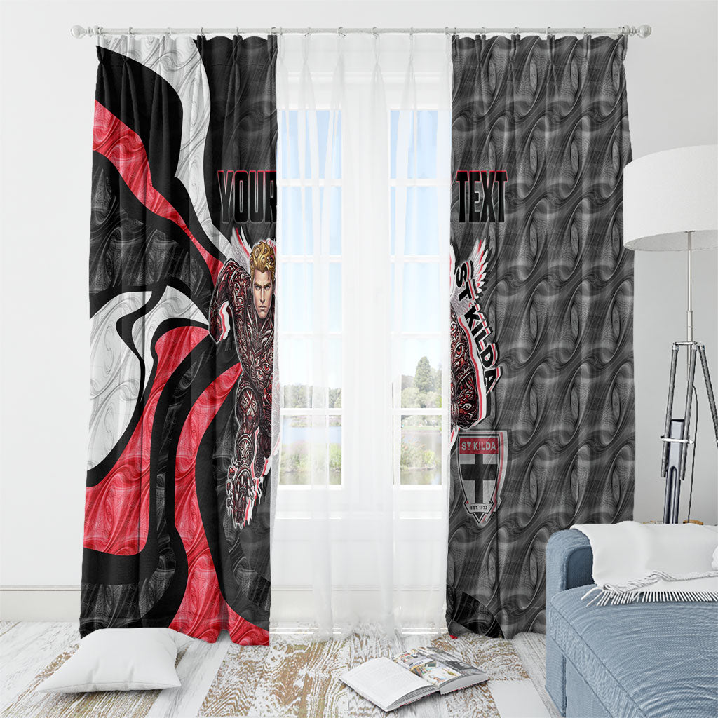 Personalised St Kilda Saints Window Curtain Trippy Psychedelic Abstract Art Mascot Football Fans