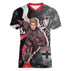 Personalised St Kilda Saints Women V-Neck T-Shirt Trippy Psychedelic Abstract Art Mascot Football Fans