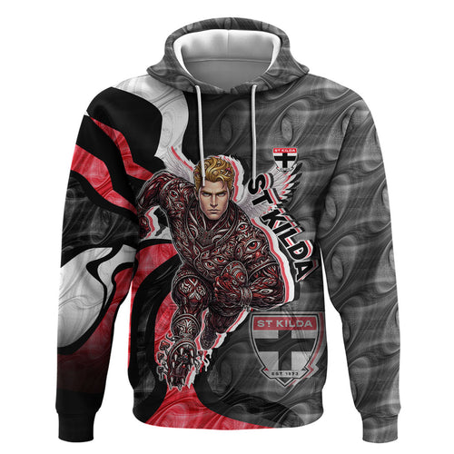 Personalised St Kilda Saints Zip Hoodie Trippy Psychedelic Abstract Art Mascot Football Fans