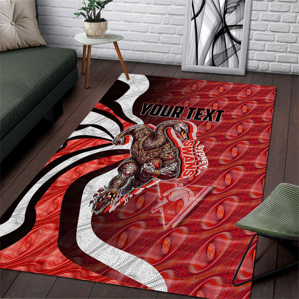 Personalised Sydney Swans Area Rug Trippy Psychedelic Abstract Art Mascot Football Fans