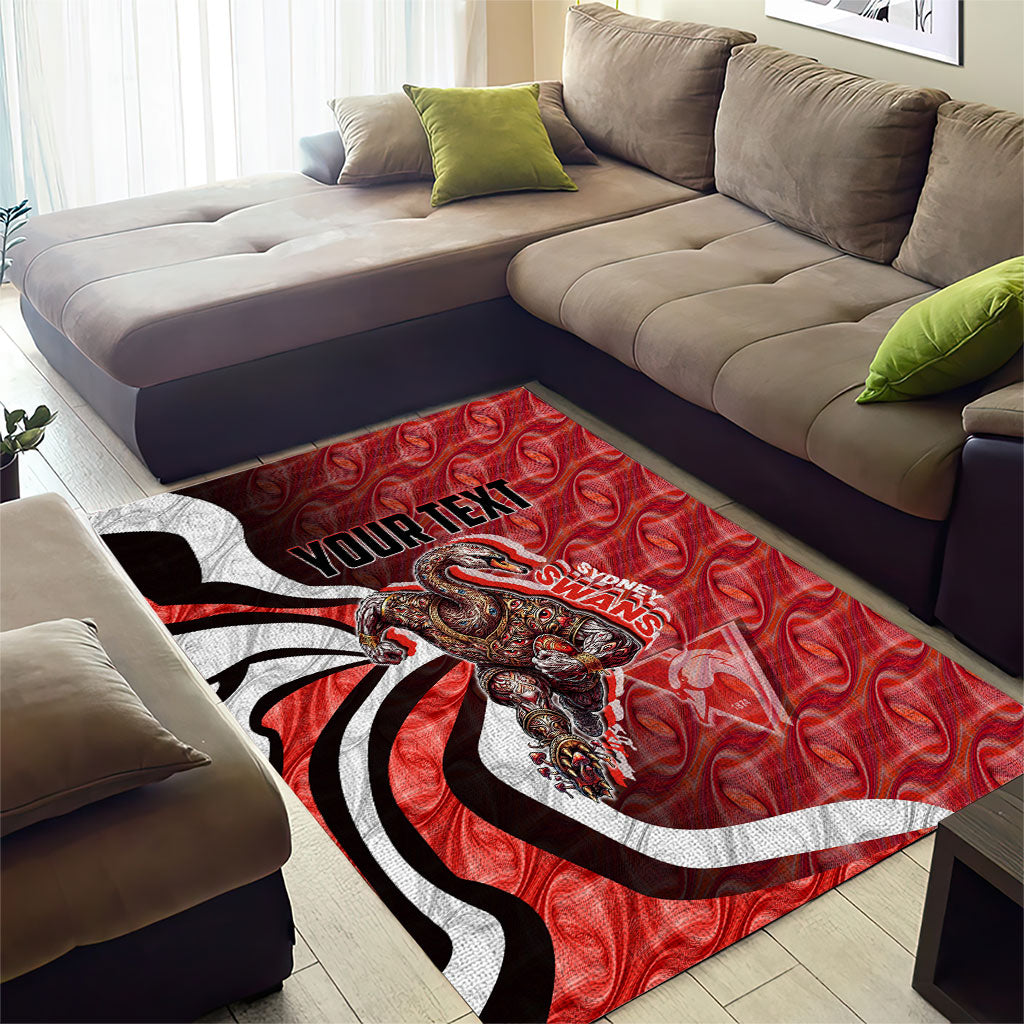 Personalised Sydney Swans Area Rug Trippy Psychedelic Abstract Art Mascot Football Fans
