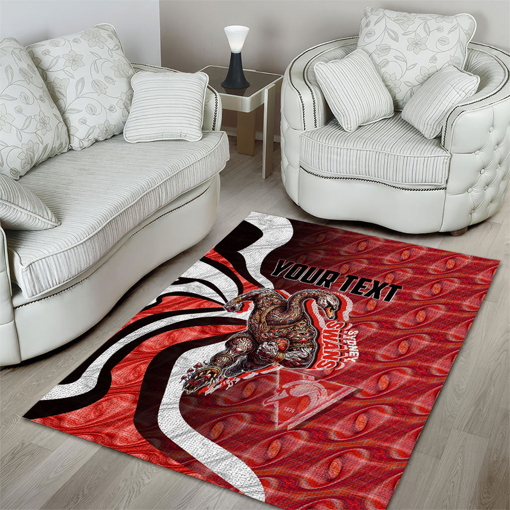 Personalised Sydney Swans Area Rug Trippy Psychedelic Abstract Art Mascot Football Fans
