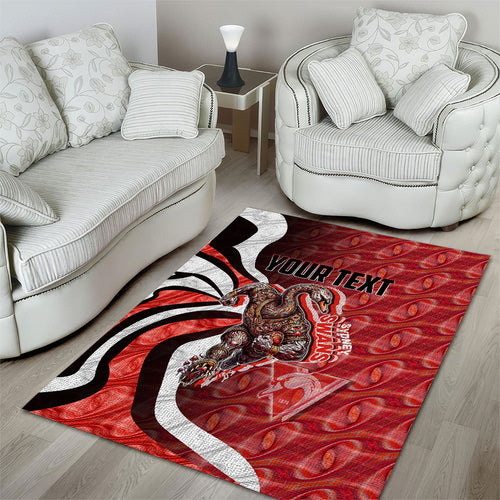 Personalised Sydney Swans Area Rug Trippy Psychedelic Abstract Art Mascot Football Fans