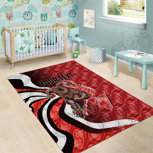 Personalised Sydney Swans Area Rug Trippy Psychedelic Abstract Art Mascot Football Fans
