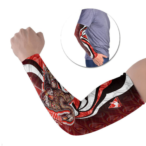Personalised Sydney Swans Arm Sleeves Trippy Psychedelic Abstract Art Mascot Football Fans