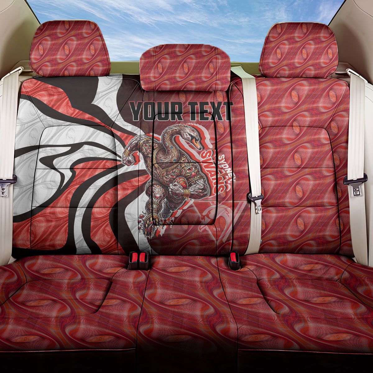 Personalised Sydney Swans Back Car Seat Cover Trippy Psychedelic Abstract Art Mascot Football Fans