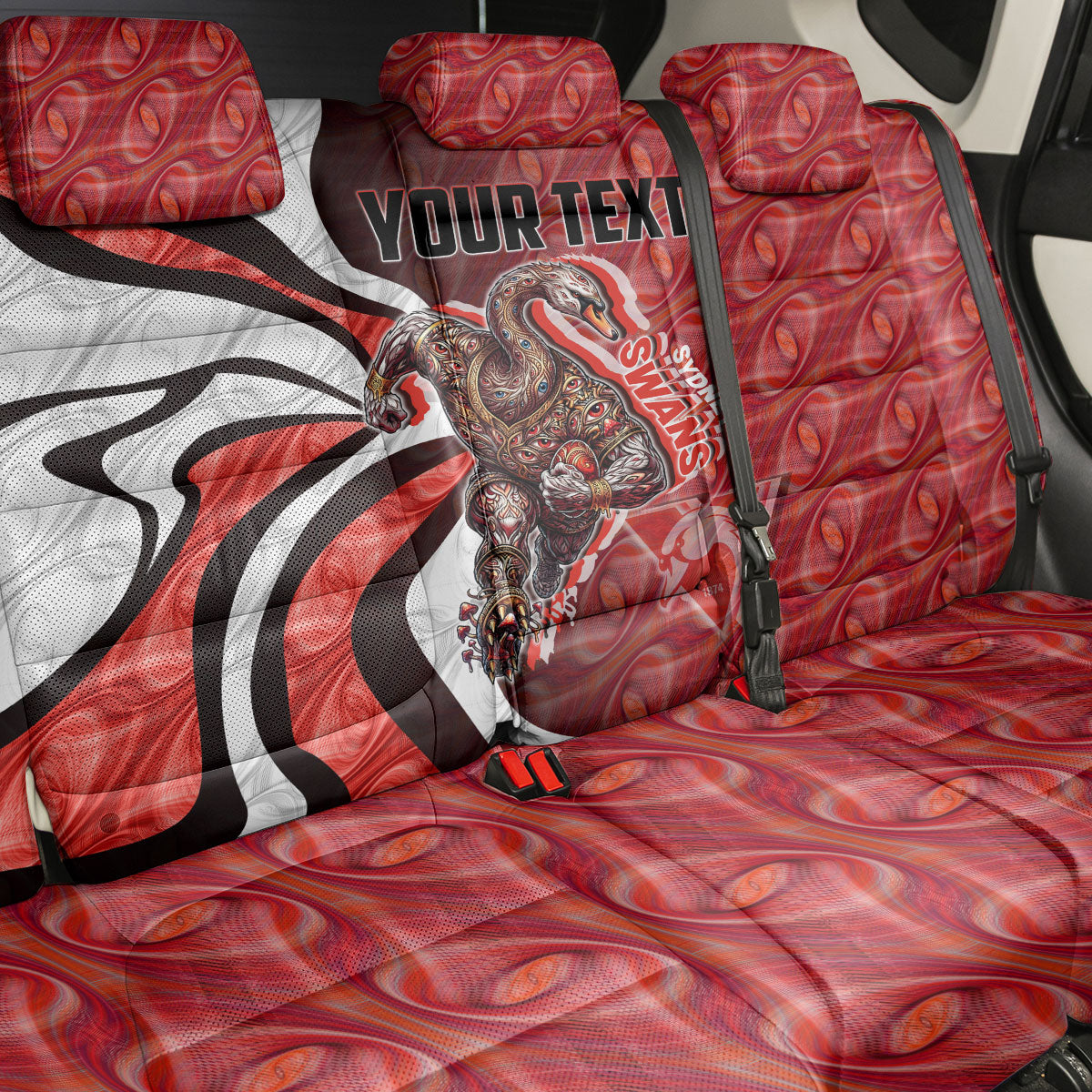 Personalised Sydney Swans Back Car Seat Cover Trippy Psychedelic Abstract Art Mascot Football Fans