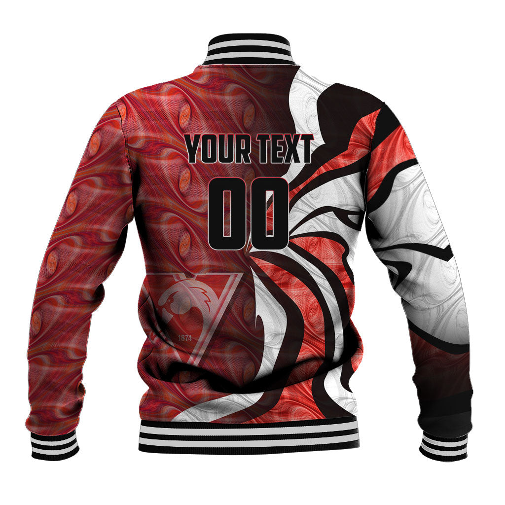Personalised Sydney Swans Baseball Jacket Trippy Psychedelic Abstract Art Mascot Football Fans