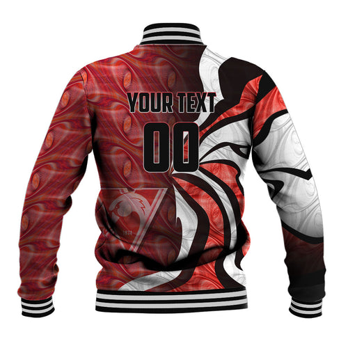 Personalised Sydney Swans Baseball Jacket Trippy Psychedelic Abstract Art Mascot Football Fans