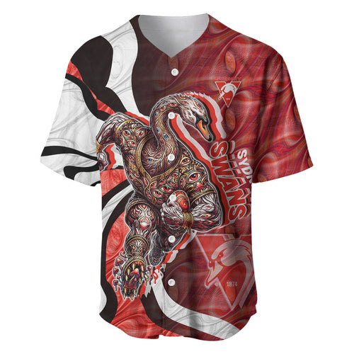 Personalised Sydney Swans Baseball Jersey Trippy Psychedelic Abstract Art Mascot Football Fans
