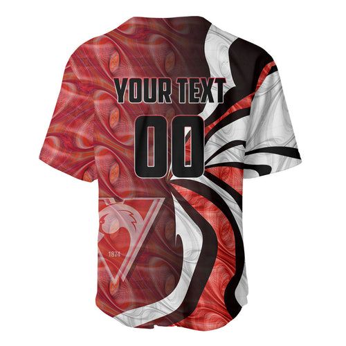 Personalised Sydney Swans Baseball Jersey Trippy Psychedelic Abstract Art Mascot Football Fans