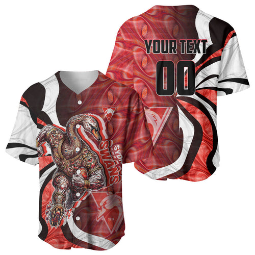 Personalised Sydney Swans Baseball Jersey Trippy Psychedelic Abstract Art Mascot Football Fans