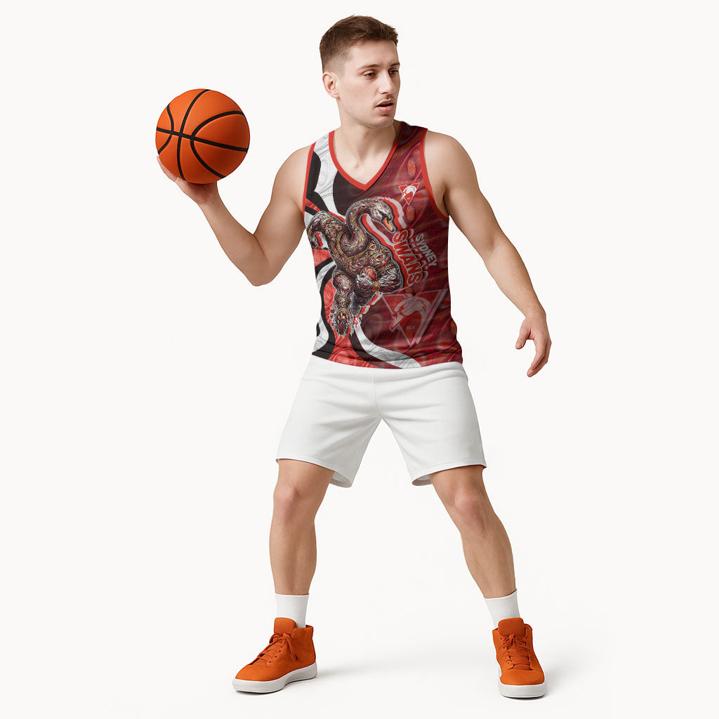 Personalised Sydney Swans Basketball Jersey Trippy Psychedelic Abstract Art Mascot Football Fans