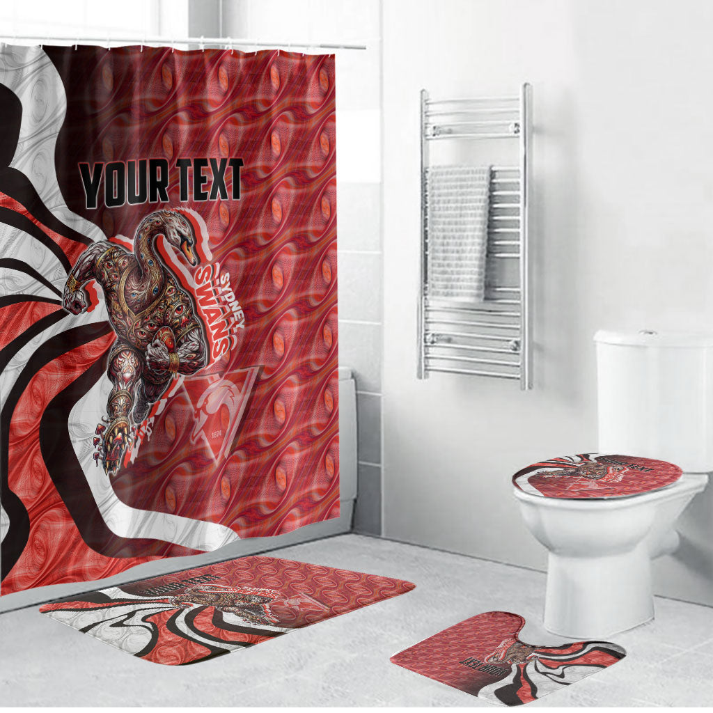 Personalised Sydney Swans Bathroom Set Trippy Psychedelic Abstract Art Mascot Football Fans