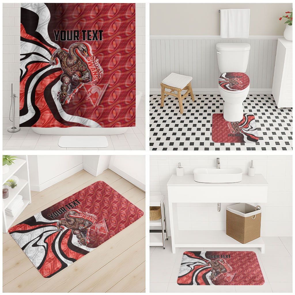 Personalised Sydney Swans Bathroom Set Trippy Psychedelic Abstract Art Mascot Football Fans