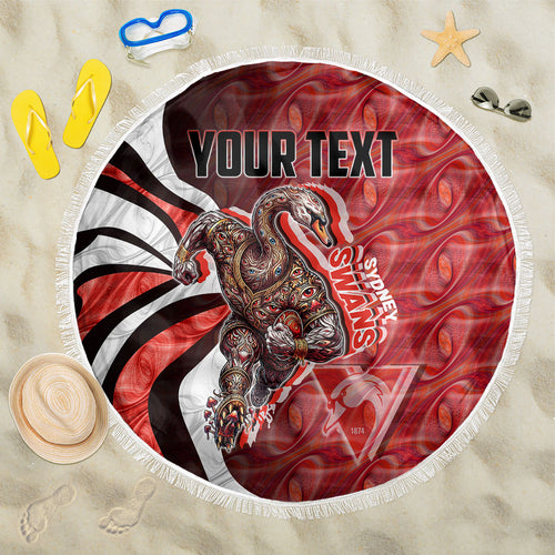 Personalised Sydney Swans Beach Blanket Trippy Psychedelic Abstract Art Mascot Football Fans