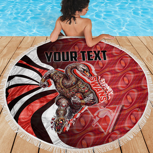 Personalised Sydney Swans Beach Blanket Trippy Psychedelic Abstract Art Mascot Football Fans