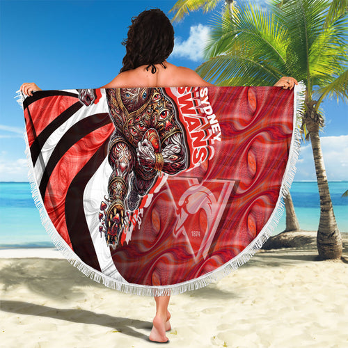 Personalised Sydney Swans Beach Blanket Trippy Psychedelic Abstract Art Mascot Football Fans