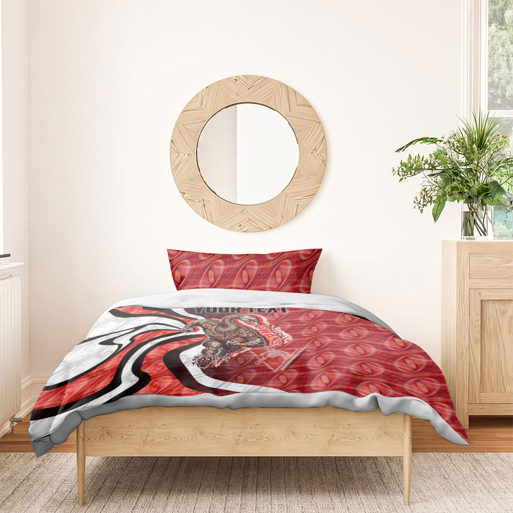 Personalised Sydney Swans Bedding Set Trippy Psychedelic Abstract Art Mascot Football Fans