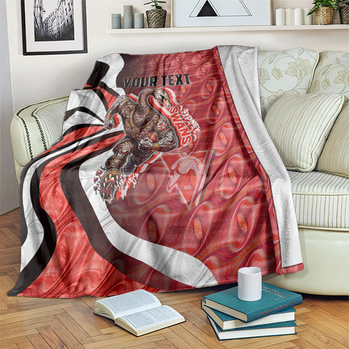 Personalised Sydney Swans Blanket Trippy Psychedelic Abstract Art Mascot Football Fans