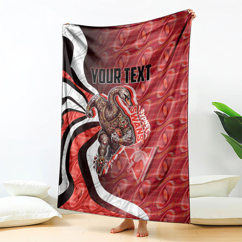 Personalised Sydney Swans Blanket Trippy Psychedelic Abstract Art Mascot Football Fans