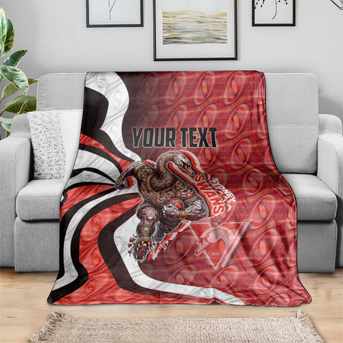 Personalised Sydney Swans Blanket Trippy Psychedelic Abstract Art Mascot Football Fans