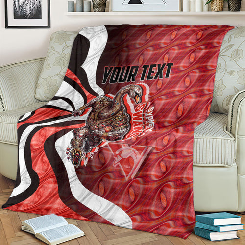 Personalised Sydney Swans Blanket Trippy Psychedelic Abstract Art Mascot Football Fans