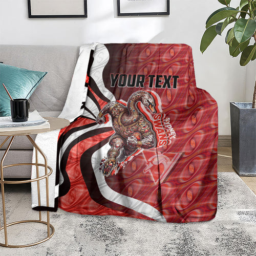 Personalised Sydney Swans Blanket Trippy Psychedelic Abstract Art Mascot Football Fans