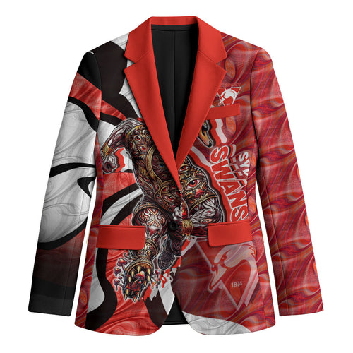 Personalised Sydney Swans Blazer Trippy Psychedelic Abstract Art Mascot Football Fans