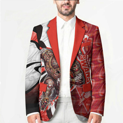 Personalised Sydney Swans Blazer Trippy Psychedelic Abstract Art Mascot Football Fans