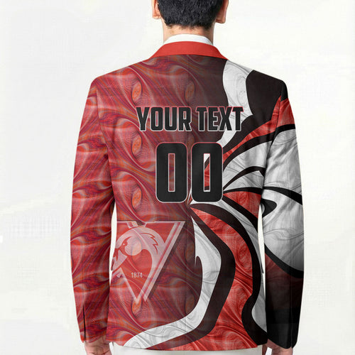 Personalised Sydney Swans Blazer Trippy Psychedelic Abstract Art Mascot Football Fans