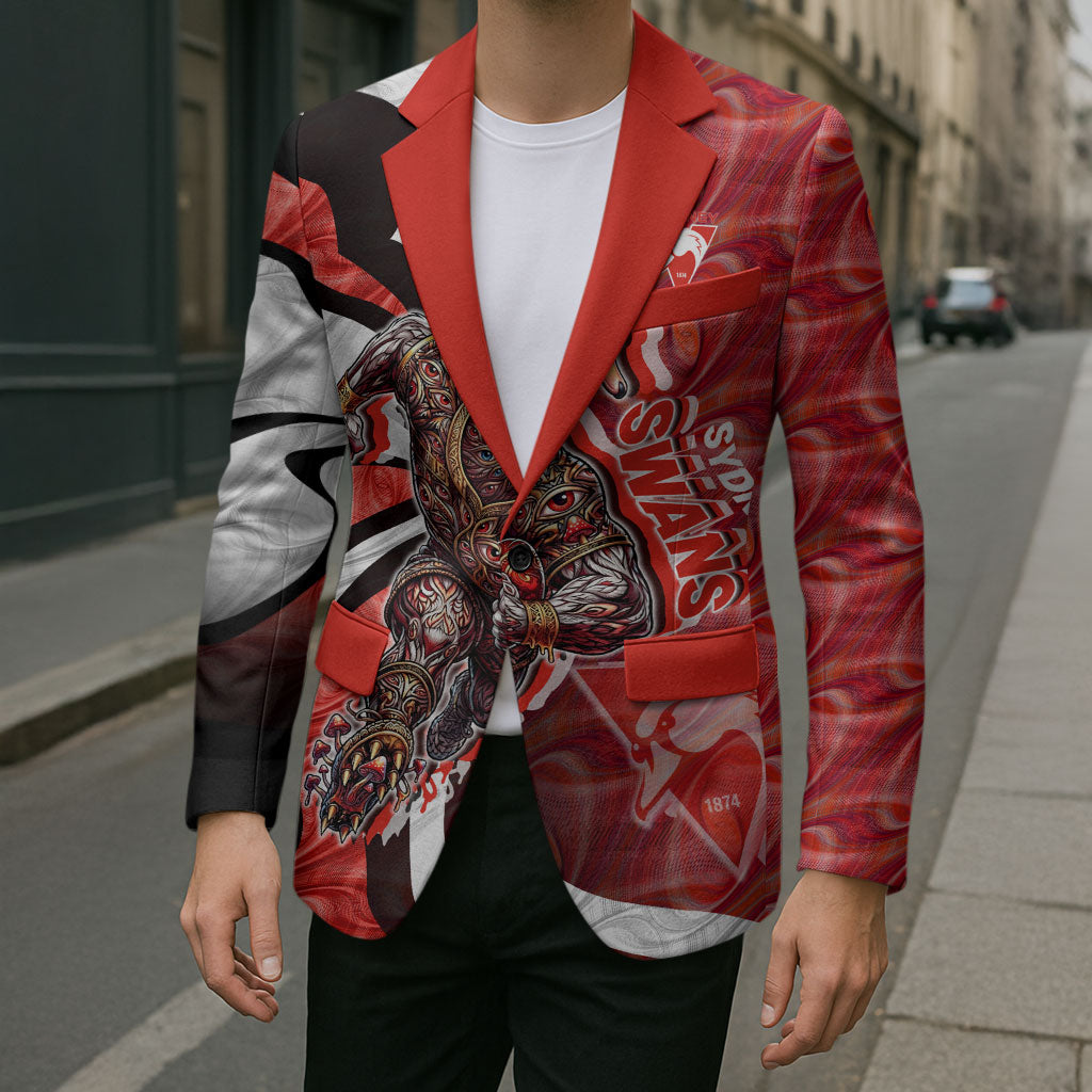 Personalised Sydney Swans Blazer Trippy Psychedelic Abstract Art Mascot Football Fans