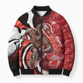 Personalised Sydney Swans Bomber Puffer Jacket Trippy Psychedelic Abstract Art Mascot Football Fans