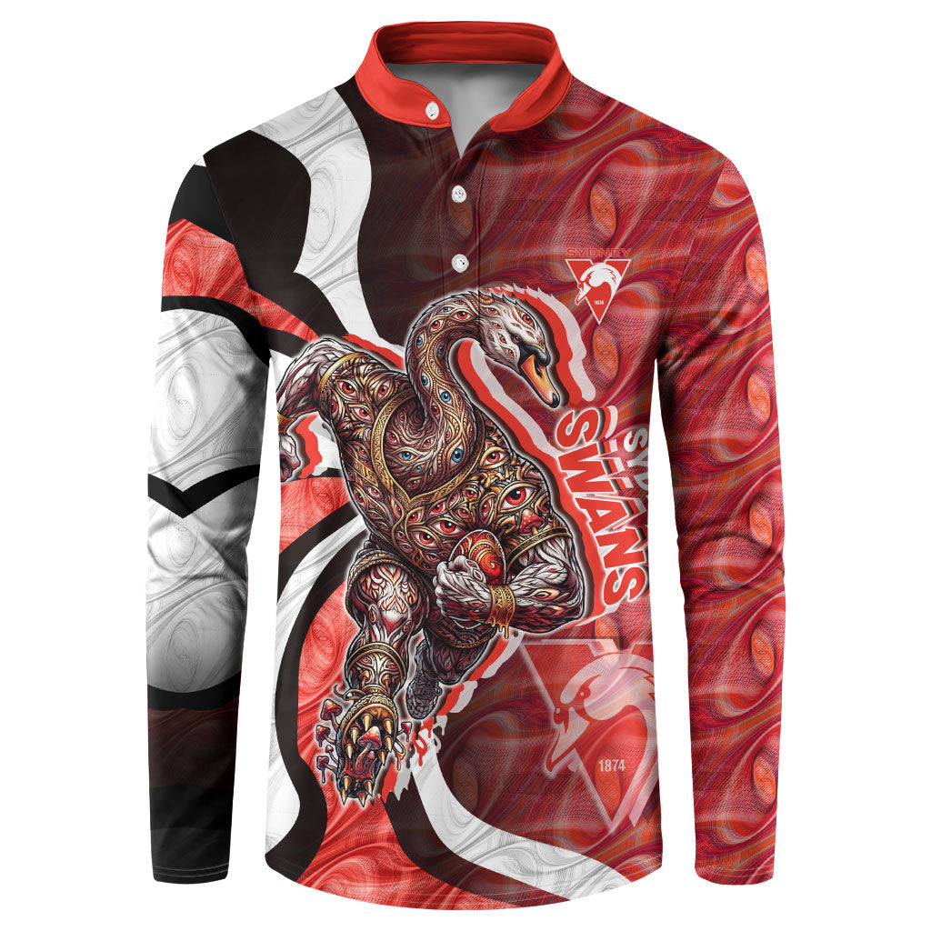 Personalised Sydney Swans Button Sweatshirt Trippy Psychedelic Abstract Art Mascot Football Fans