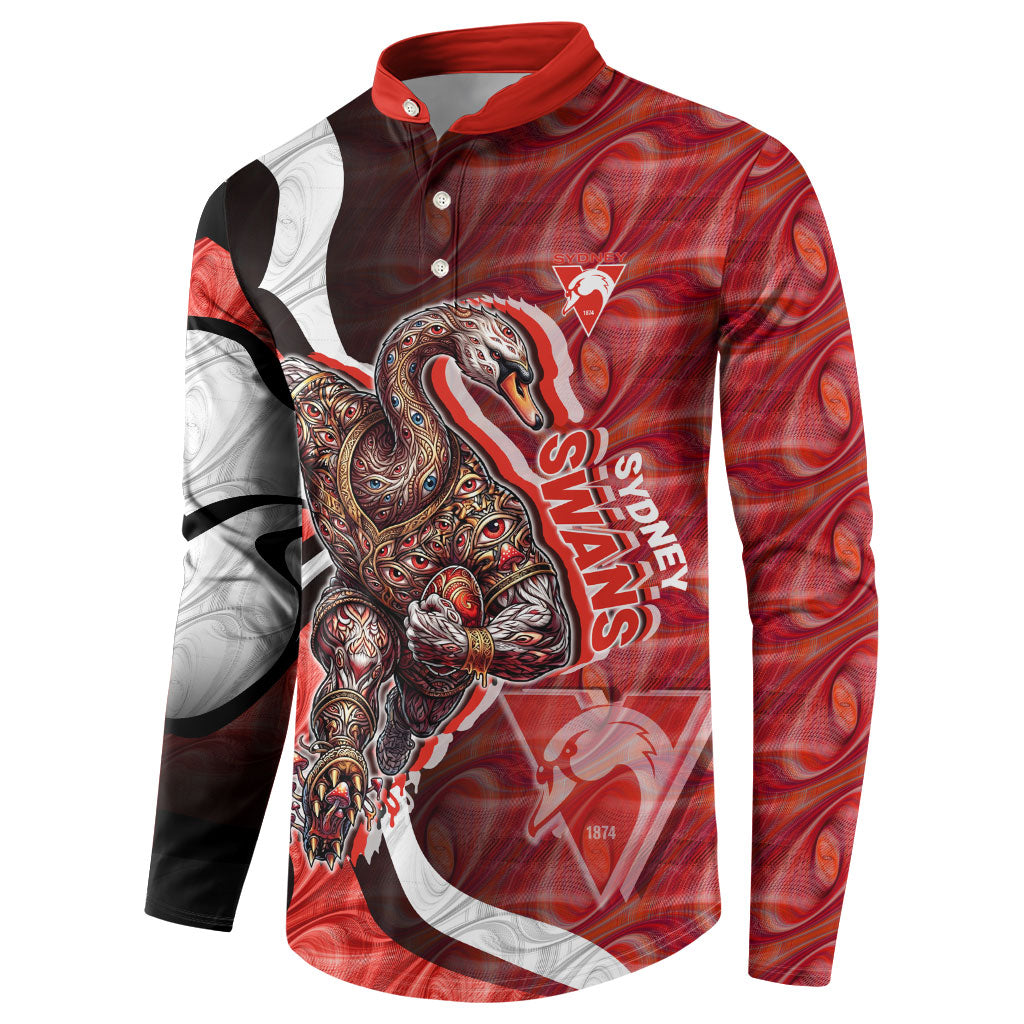 Personalised Sydney Swans Button Sweatshirt Trippy Psychedelic Abstract Art Mascot Football Fans