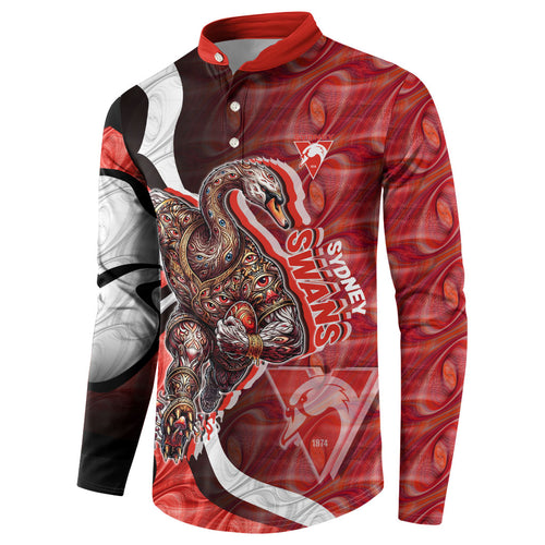 Personalised Sydney Swans Button Sweatshirt Trippy Psychedelic Abstract Art Mascot Football Fans