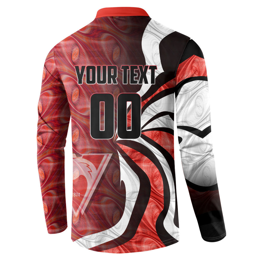 Personalised Sydney Swans Button Sweatshirt Trippy Psychedelic Abstract Art Mascot Football Fans