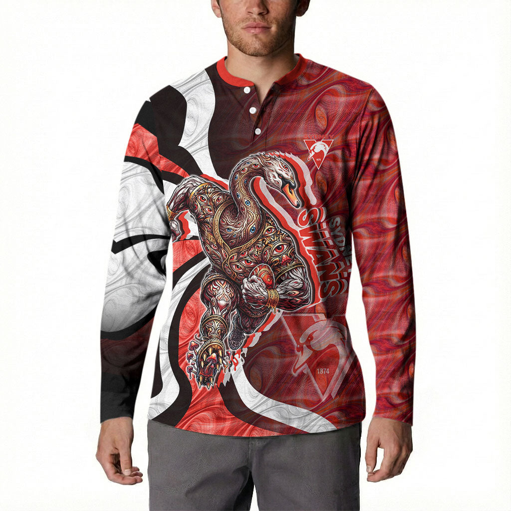 Personalised Sydney Swans Button Sweatshirt Trippy Psychedelic Abstract Art Mascot Football Fans