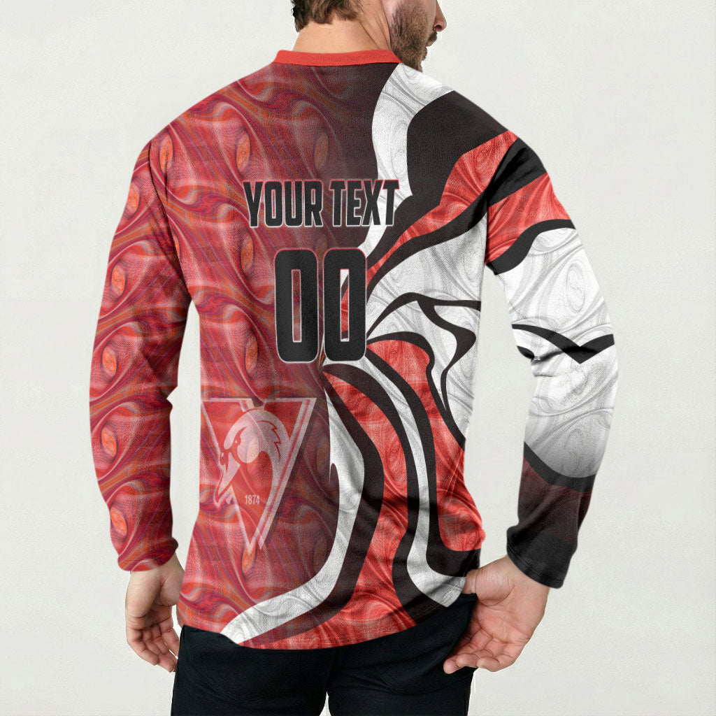Personalised Sydney Swans Button Sweatshirt Trippy Psychedelic Abstract Art Mascot Football Fans