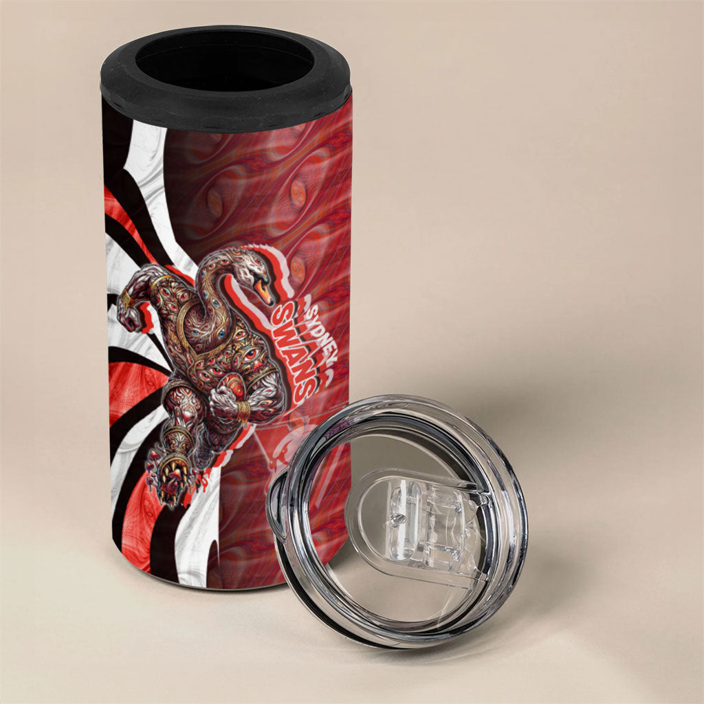 Personalised Sydney Swans 4 in 1 Can Cooler Tumbler Trippy Psychedelic Abstract Art Mascot Football Fans