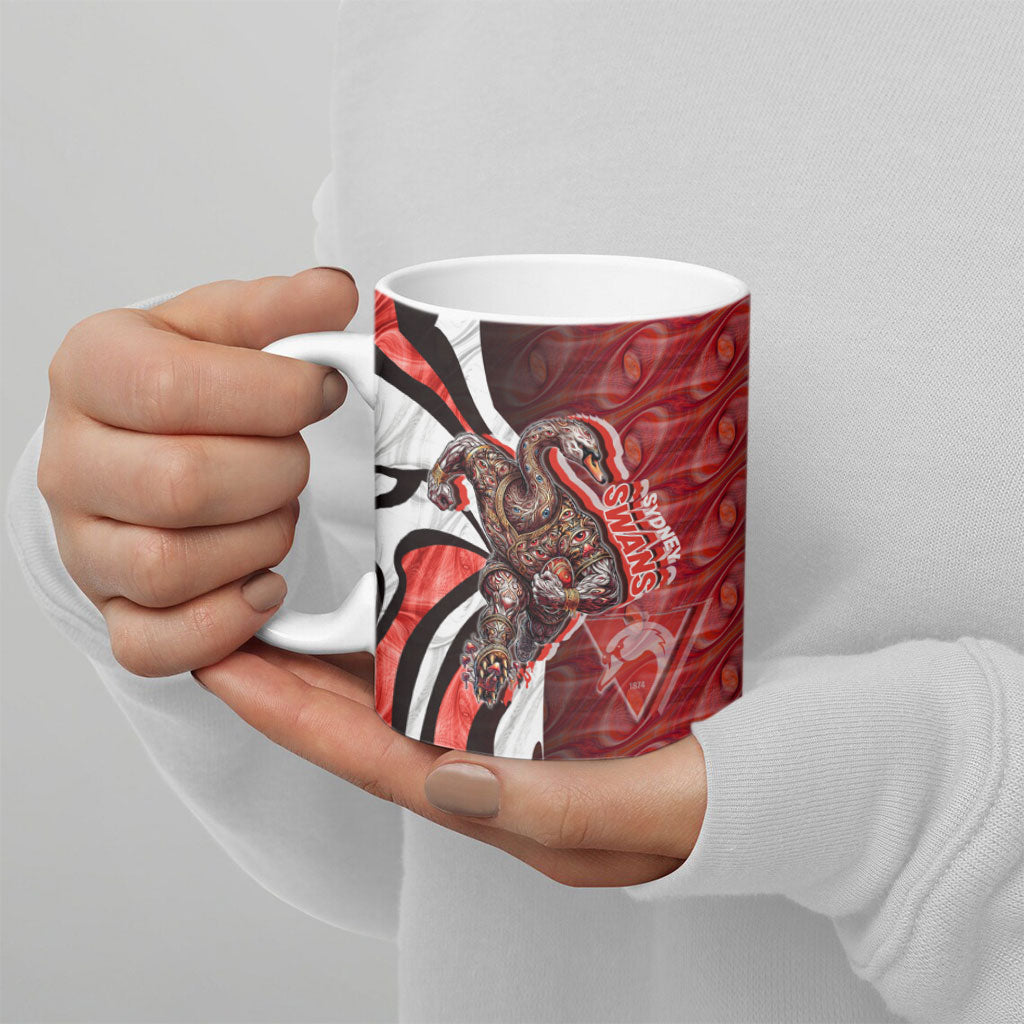 Personalised Sydney Swans Ceramic Mug Trippy Psychedelic Abstract Art Mascot Football Fans