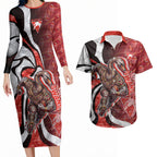 Personalised Sydney Swans Couples Matching Long Sleeve Bodycon Dress and Hawaiian Shirt Trippy Psychedelic Abstract Art Mascot Football Fans